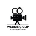 Wedding Studio Movie Video Film Production with diamond ring logo design vector icon illustration Royalty Free Stock Photo