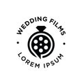 Wedding Studio Movie Video Film Production with diamond ring logo design vector icon illustration Royalty Free Stock Photo