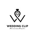 Wedding Studio Movie Video Film Production with diamond ring logo design vector icon illustration Royalty Free Stock Photo