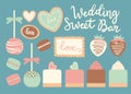 Wedding sweet bar set of vector illustrations