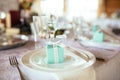 Wedding table appointments with beautiful decor Royalty Free Stock Photo