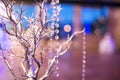 Wedding Table Arrangement - Silver Tree with Glass String Beads