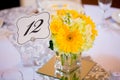 Wedding Table Centerpieces with Flowers Royalty Free Stock Photo