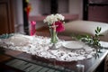 Wedding table with a cross Royalty Free Stock Photo