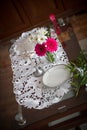 Wedding table with a cross Royalty Free Stock Photo