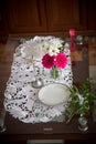 Wedding table with a cross Royalty Free Stock Photo