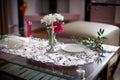 Wedding table with a cross Royalty Free Stock Photo