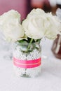 Wedding Table Decor Detail Flower Bouquet Closeup Royalty Free Stock Photo