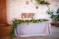 Wedding table decorated with flowers