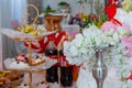 Wedding table decoration in the banquet hall Royalty Free Stock Photo