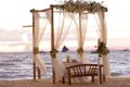 Wedding table decoration on beach Royalty Free Stock Photo