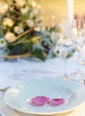 Wedding table decoration closeup Royalty Free Stock Photo