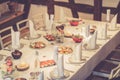 Wedding table decoration for a cozy dinner Royalty Free Stock Photo