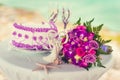 Wedding table decoration. Fantastic dinner sweets Royalty Free Stock Photo