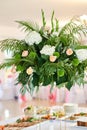 Wedding table decoration with flowers Royalty Free Stock Photo