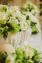 Wedding table decoration, wedding setting, wedding flowers on table, shallow depth of field Royalty Free Stock Photo