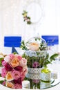 Wedding table detail at the restaurant party Royalty Free Stock Photo