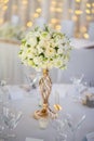 Wedding table with flowers and decorations, wedding centerpiece or event reception Royalty Free Stock Photo