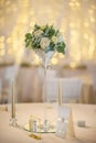 Wedding table with flowers and decorations, wedding centerpiece or event reception Royalty Free Stock Photo