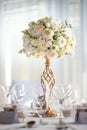 Wedding table with flowers and decorations, wedding centerpiece or event reception Royalty Free Stock Photo