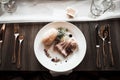 Wedding table with food,nice place setting Royalty Free Stock Photo
