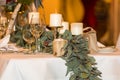 Wedding table set decoration in the restaurant Royalty Free Stock Photo