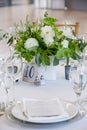 Wedding table set for fine dining at a fancy catered event - wedding table series Royalty Free Stock Photo