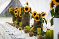 Rustic wedding sunflowers arrangement