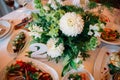 Wedding table setting beautifully decorated with flowers