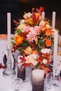 Wedding table setting in rustic style. close up.