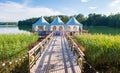 Wedding tables decorated outdoors