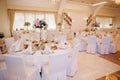 Wedding tables in restaurant. deciration and food