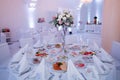 Wedding tables in restaurant. deciration