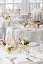 Wedding table decoration series - tables set for catered luxury wedding event Royalty Free Stock Photo