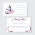 Wedding tag set template with purple and pink flowers Royalty Free Stock Photo