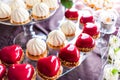 Wedding tasty decorations. Candy bar. Sweet  table Royalty Free Stock Photo