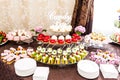 Wedding tasty decorations. Candy bar. Sweet  table Royalty Free Stock Photo