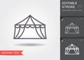 Wedding tent. Line icon with shadow and editable stroke