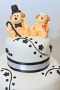 Wedding theme fondant cake figurines - doggies bride and groom