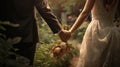 Wedding theme, holding hands newlyweds