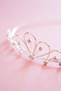 Wedding Tiara On Bridal Pink Background Royalty Free Stock Photo