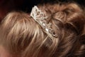 Wedding tiara in bride hair