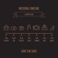 Wedding timeline infographic. Vector illustration, flat style.