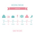 Wedding timeline. Vector illustration, flat style.