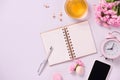 Wedding to do list with flowers. Mockup planner flat lay. Royalty Free Stock Photo