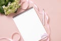 Wedding to do list with flowers. Mockup planner flat lay. Royalty Free Stock Photo