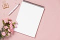 Wedding to do list with flowers. Mockup planner flat lay Royalty Free Stock Photo