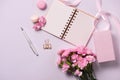 Wedding to do list with flowers. Mockup planner flat lay. Royalty Free Stock Photo