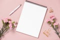 Wedding to do list with flowers. Mockup planner flat lay. Royalty Free Stock Photo