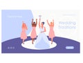 Wedding traditions landing page template. flat vector illustration Royalty Free Stock Photo
